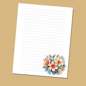 Bouquet - Lined Stationery Paper (25 Sheets) 8.5 x 11 Premi…